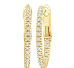 Load image into Gallery viewer, 1/6 Ctw Inside &amp; Outside Round Cut Diamond Hoop Earring in 10K Yellow Gold
