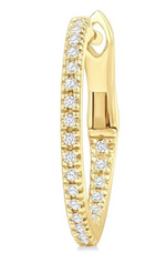 Load image into Gallery viewer, 1/6 Ctw Inside &amp; Outside Round Cut Diamond Hoop Earring in 10K Yellow Gold