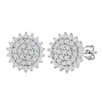 Load image into Gallery viewer, 1/5 Ctw Petite Round Shape Round Cut Diamond Cluster Fashion Stud Earring in 10K White Gold
