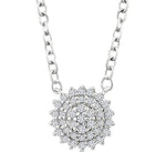 Load image into Gallery viewer, 1/6 Ctw Petite Round Shape Round Cut Diamond Cluster Fashion Pendant With Chain in 10K White Gold