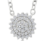 Load image into Gallery viewer, 1/6 Ctw Petite Round Shape Round Cut Diamond Cluster Fashion Pendant With Chain in 10K White Gold