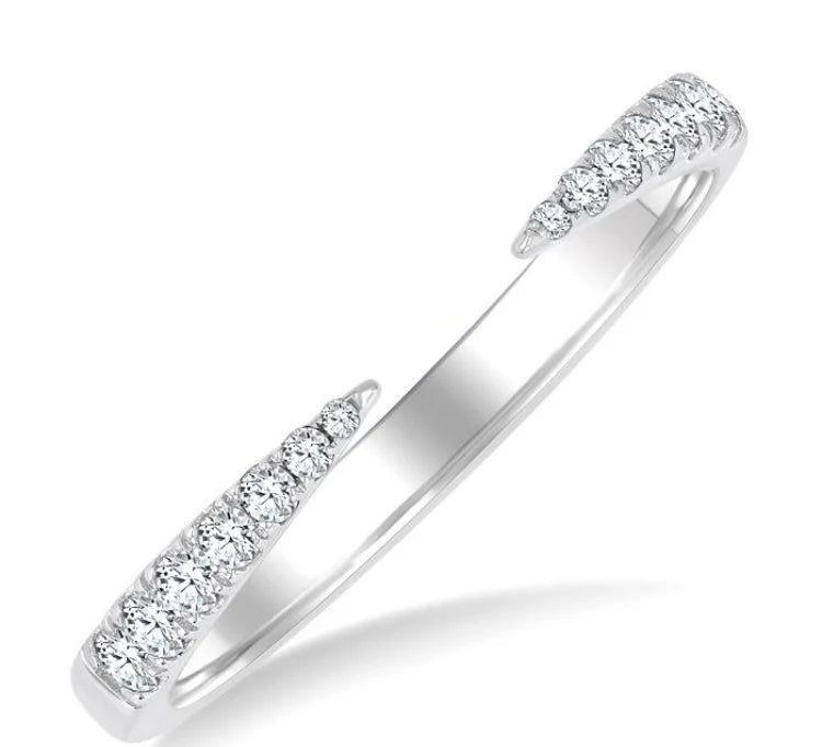 1/5 Ctw Graduated Round Cut Diamond Claw Open Fashion Ring in 10K White Gold
