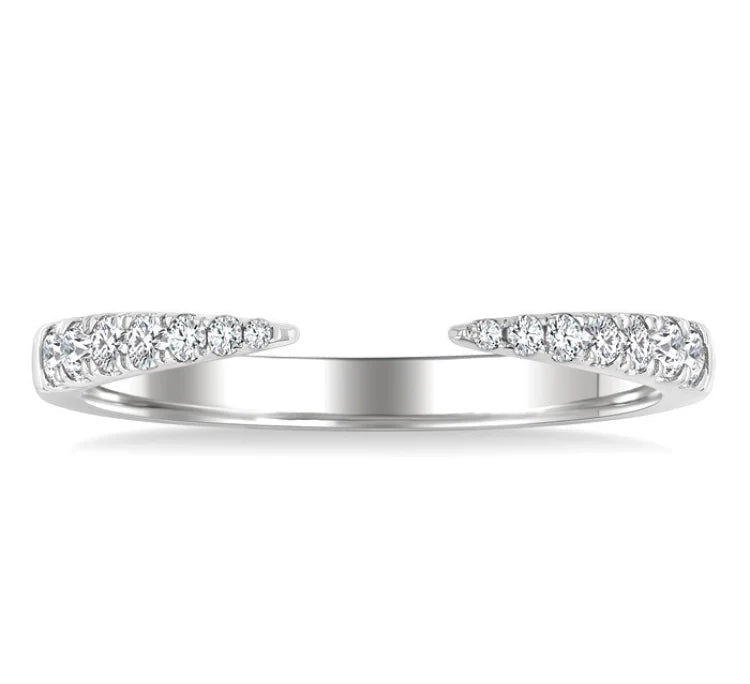 1/5 Ctw Graduated Round Cut Diamond Claw Open Fashion Ring in 10K White Gold