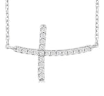 Load image into Gallery viewer, 1/10 Ctw Petite Sideways Cross Round Cut Diamond Fashion Pendant With Chain in 10K White Gold