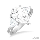 1 1/10 Ctw Pear Shape Trillion Cut & Round Cut Diamond Semi Mount Engagement Ring in 14K White Gold