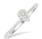 Load image into Gallery viewer, 1/10 Ctw Lovebright Petite Pear Shape Round Cut Diamond Fashion Ring in 10K White Gold