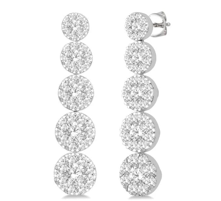 2 Ctw Lovebright Round Cut Diamond Earrings in 14K White Gold