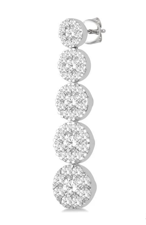 2 Ctw Lovebright Round Cut Diamond Earrings in 14K White Gold