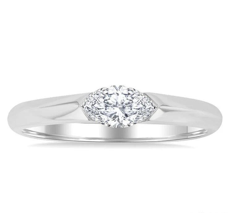 1/3 Ctw East-West Set Marquise Cut Diamond Solitaire Fashion Ring in 14K White Gold