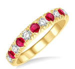 Load image into Gallery viewer, 2.6 MM Ruby and 3/8 Ctw Round Cut Diamond Precious Wedding Band in 14K Yellow Gold