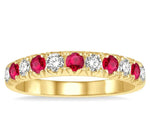 Load image into Gallery viewer, 2.6 MM Ruby and 3/8 Ctw Round Cut Diamond Precious Wedding Band in 14K Yellow Gold