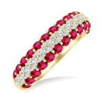 Load image into Gallery viewer, 2.4 MM Center Border Round Shape Ruby and 1/2 Ctw Round Cut Diamond Precious Band in 14K Yellow Gold