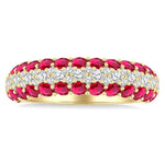 Load image into Gallery viewer, 2.4 MM Center Border Round Shape Ruby and 1/2 Ctw Round Cut Diamond Precious Band in 14K Yellow Gold