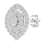 Load image into Gallery viewer, 1/5 Ctw Double Halo Marquise Shape Petite Round Cut Diamond Fashion Stud Earring in 10K White Gold