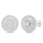 Load image into Gallery viewer, 1/5 Ctw Double Halo Round Shape Petite Round Cut Diamond Fashion Stud Earring in 10K White Gold