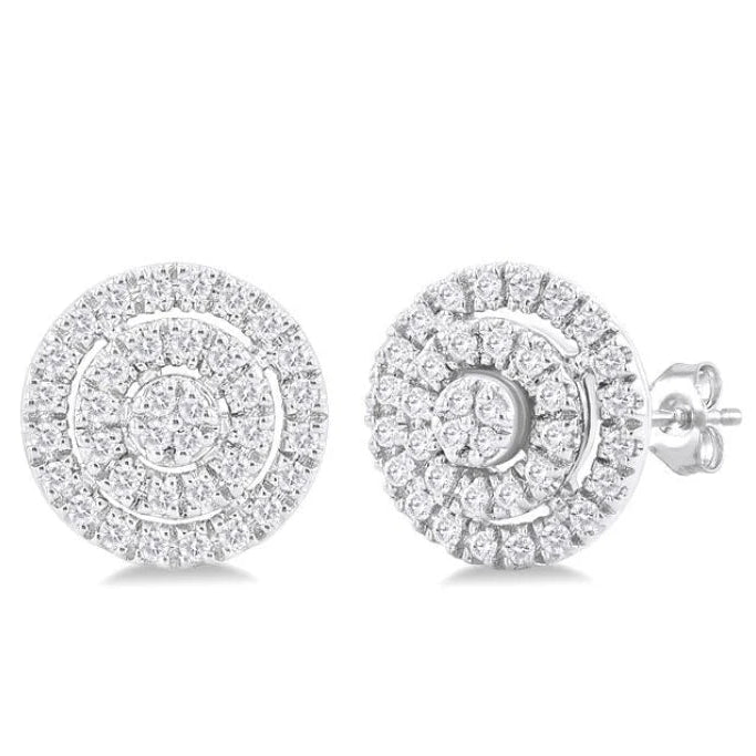1/5 Ctw Double Halo Round Shape Petite Round Cut Diamond Fashion Stud Earring in 10K White Gold