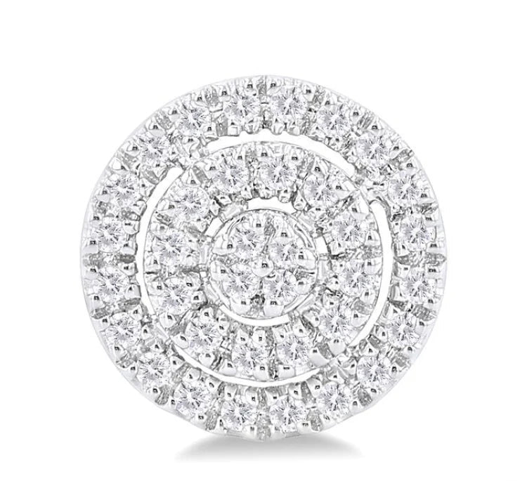 1/5 Ctw Double Halo Round Shape Petite Round Cut Diamond Fashion Stud Earring in 10K White Gold