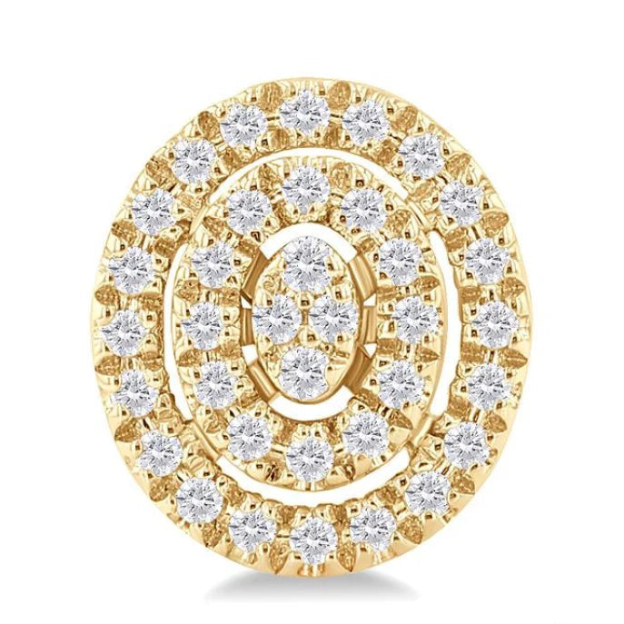 1/5 Ctw Double Halo Oval Shape Petite Round Cut Diamond Fashion Stud Earring in 10K Yellow Gold