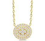 Load image into Gallery viewer, 1/6 Ctw Double Halo Oval Shape Petite Round Cut Diamond Fashion Pendant With Chain in 10K Yellow Gold