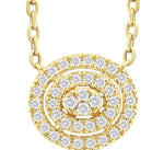 Load image into Gallery viewer, 1/6 Ctw Double Halo Oval Shape Petite Round Cut Diamond Fashion Pendant With Chain in 10K Yellow Gold