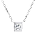 Load image into Gallery viewer, 1/6 Ctw Petite Bezel Set Princess Cut Diamond Fashion Pendant With Chain in 10K White Gold