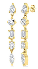 Load image into Gallery viewer, 1 Ctw Mixed Diamond Cut Fashion Earring in 14K Yellow Gold