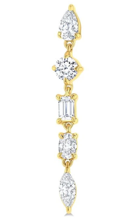 1 Ctw Mixed Diamond Cut Fashion Earring in 14K Yellow Gold