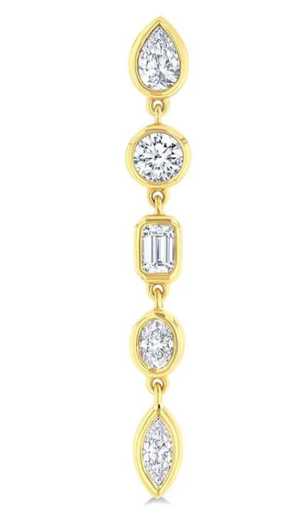 1 Ctw Mixed Diamond Cut Fashion Earring in 14K Yellow Gold