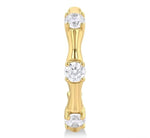Load image into Gallery viewer, 1/8 Ctw Petite Bamboo Shoot Inspired Round Cut Diamond Fashion Half Hoop Earring in 10K Yellow Gold