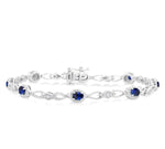 Load image into Gallery viewer, 1/20 Ctw Oval Cut 4X3MM Sapphire and Round Cut Diamond Precious Fashion Bracelet in 10K White Gold