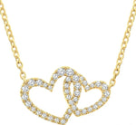 Load image into Gallery viewer, 1/4 Ctw Interlocked Heart Round Cut Diamond Fashion Pendant With Chain in 10K Yellow Gold