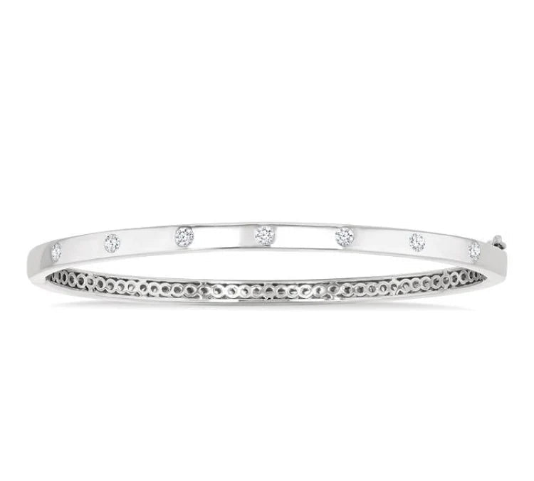 3/8 Ctw Flush Bezel Set Diamond Fashion Bangle in 14K White Gold