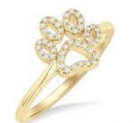 Load image into Gallery viewer, 1/6 Ctw Petite Dog Paw Round Cut Diamond Fashion Ring in 10K Yellow Gold
