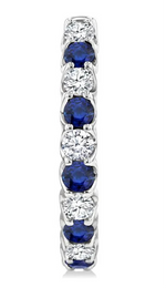 Load image into Gallery viewer, 2.5 MM Sapphire and 1 Ctw Round Cut Inside-Out Diamond Precious Hoop Earrings in 14K White Gold