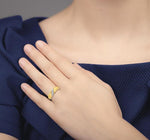 Load image into Gallery viewer, 1/8 Ctw Round Cut Diamond Women's Ring in 10K Yellow Gold
