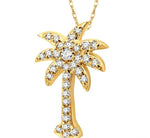 Load image into Gallery viewer, 1/5 Ctw Palm Tree Round Cut Diamond Pendant in 14K Yellow Gold with Chain