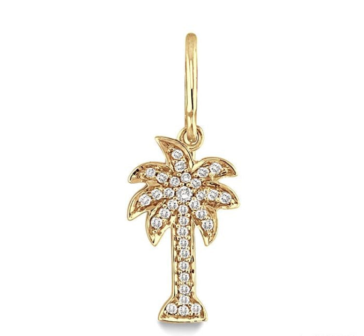 1/4 Ctw Palm Tree Round Cut Diamond Earrings in 14K Yellow Gold