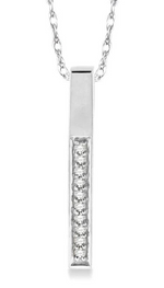 Load image into Gallery viewer, 1/10 Ctw Round Cut Diamond Stick Pendant in 10K White Gold with Chain