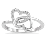 Load image into Gallery viewer, 1/10 Ctw Round Cut Diamond Twins Heart Shape Ring in 14K White Gold