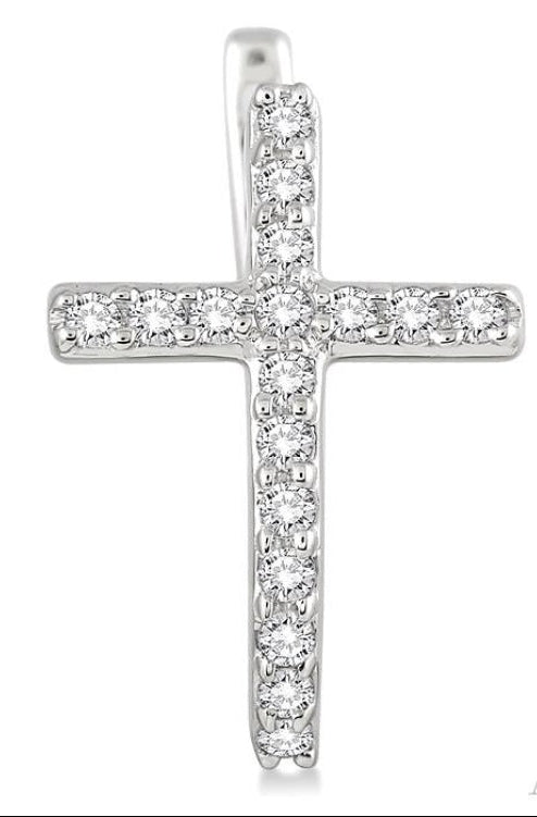 1/4 Ctw Round Cut Diamond Cross Earrings in 14K White Gold