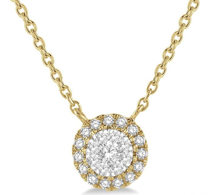 1/6 Ctw Circular Round Cut Diamond Lovebright Pendant With Chain in 14K Yellow and White Gold