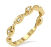 1/20 Ctw Marquise Shape Round Cut Diamond Stackable Band in 14K Yellow Gold