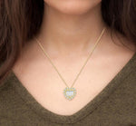 Load image into Gallery viewer, 1/5 Ctw Heart Shape Baguette Center &amp; Round Cut Diamond Pendant With Chain in 14K Yellow Gold