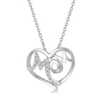 Load image into Gallery viewer, 1/20 Ctw MOM Round Cut Diamond Heart Pendant With Chain in 10K White Gold