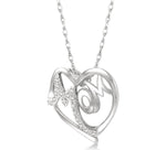 Load image into Gallery viewer, 1/20 Ctw MOM Round Cut Diamond Heart Pendant With Chain in 10K White Gold