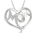 Load image into Gallery viewer, 1/20 Ctw MOM Round Cut Diamond Heart Pendant With Chain in 10K White Gold