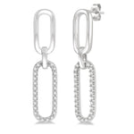 Load image into Gallery viewer, 1/6 Ctw Round Cut Diamond Paperclip Earring in 14K White Gold