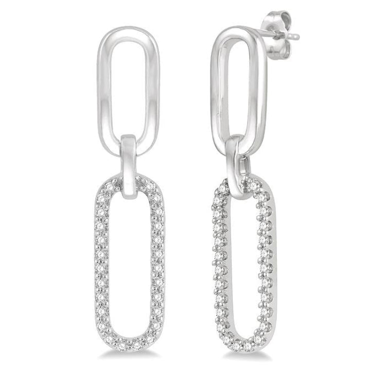 1/6 Ctw Round Cut Diamond Paperclip Earring in 14K White Gold