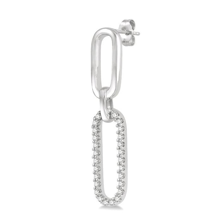 1/6 Ctw Round Cut Diamond Paperclip Earring in 14K White Gold