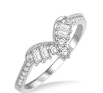 Load image into Gallery viewer, 3/8 Ctw Chevron Center Baguette and Round Cut Diamond Wedding Band in 14K White Gold